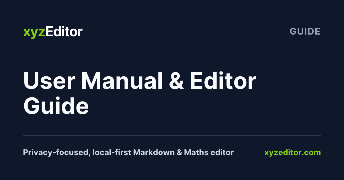User Manual & Editor Guide | xyzEditor