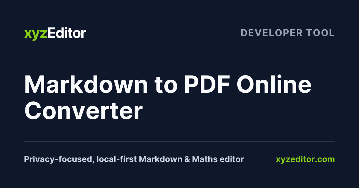 Markdown to PDF Online Converter | xyzEditor